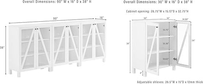 Crosley Furniture Cassai 3-Piece Entertainment Center TV Stand, Media Console, Vinyl Record Storage, White