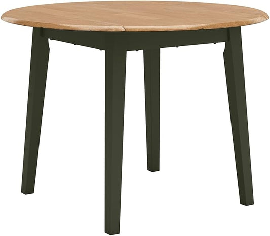 Signature Design by Ashley Gesthaven Modern Dining Drop Leaf Table with 4 Legs, Light Brown & Green