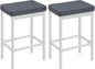 HOOBRO Bar Stools, 24.8-Inch Height Stools, Breakfast Bar Stools, Kitchen Bar Chairs, 2" Thick Upholstery, for Kitchen, Dining Room, Cafe, Bar Counter, White and Gray WG21BY01
