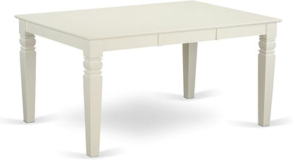 East West Furniture WEIP5-WHI-C 5 Piece Dining Room Table Set Includes a Rectangle Kitchen Table with Butterfly Leaf and 4 Linen Fabric Upholstered Dining Chairs, 42x60 Inch, Linen White