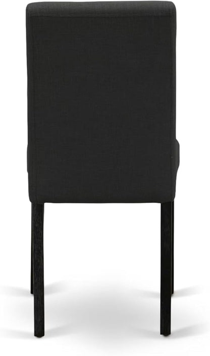 East West Furniture V677AB624-5 5 Piece Dinette Set Includes a Rectangle Dining Room Table with V-Legs and 4 Black Color Linen Fabric Parsons Dining Chairs, 40x72 Inch, Multi-Color