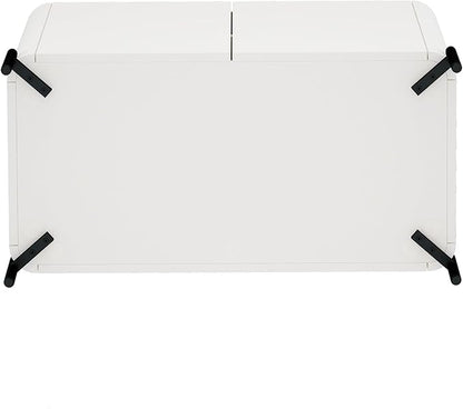 Manhattan Comfort Abbey Accent Cabinet with Doors, Tray Top Design and Adjustable Shelves, Sleek Modern Storage Furniture for Dining Area, Living Room, Bedroom, Entryway, Maple and Off White