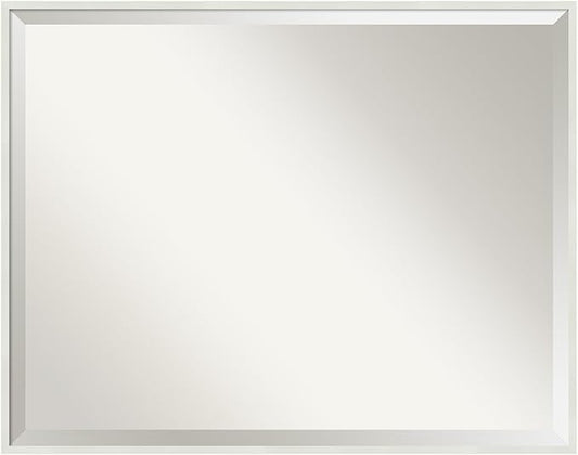 Amanti Art White Bathroom Mirror for Over Sink, 23x29 Lucie White Rectangle Vanity Mirror, Large Modern Wood Frame, Hangs Horizonally and Vertically, Bathroom Wall Decor, Beveled Edge from WI, USA