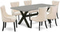 East West Furniture X697FR102-7 7 Piece Dinette Set Consist of a Rectangle Dining Room Table with X-Legs and 6 Light Beige Linen Fabric Parson Dining Chairs, 40x72 Inch, Multi-Color