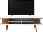 Manhattan Comfort Utopia Collection Mid Century Modern TV Stand With Open 3 Open Shelves and Two Open Cubbies, White/Wood (19752)
