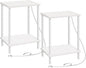 HOOBRO Side Table with Charging Station, Set of 2 End Tables with USB Ports and Outlets, Nightstand with 2-Layer Storage Shelves for Small Spaces, Living Room, Bedroom, White WW09UBZP201