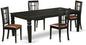 East West Furniture LGNI5-BLK-LC 5 Piece Kitchen Table & Chairs Set Includes a Rectangle Dining Table with Butterfly Leaf and 4 Faux Leather Dining Room Chairs, 42x84 Inch, Black
