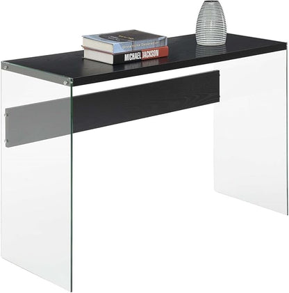 SoHo Glass Console Table/Desk, Black/Glass