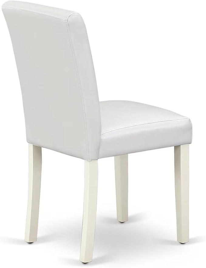 East West Furniture V027AB264-7 7 Piece Dining Room Furniture Set Consist of a Rectangle Dining Table with V-Legs and 6 White Faux Leather Upholstered Chairs, 40x72 Inch, Multi-Color