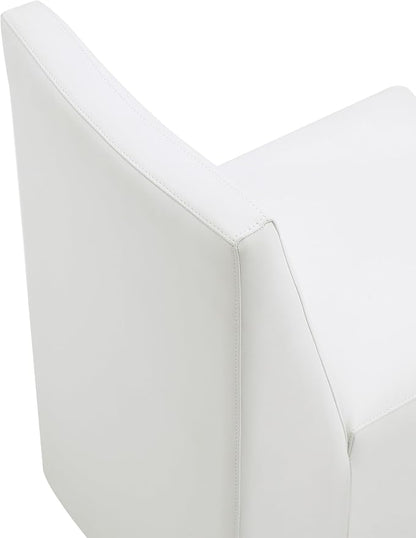 Manhattan Comfort Anna Square Modern Dining Chair with Head to Toe Faux Leather Upholstery and Plastic Foot Padding, Luxury Accent Furniture, Set of 2, Cream