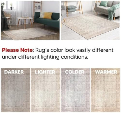 Keen Home Design 2x3 Rug - Machine Washable Entry Rug with Non-Slip Backing, Ideal for Enteryway, Kitchen, Bathroom, Laundry Room - Vintage, Easy Clean, Durable, Low Pile Rug - (2' x 3')