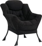 LITA Lazy Chair with Ottoman, Modern Accent Leisure Upholstered Sofa, Contemporary Lounge Reading Chair with Armrests and a Side Pocket for Living Room, Bedroom & Small Space, Single Black
