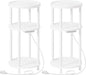 HOOBRO Set of 2 Small Round Side Tables with Charging Station, 3-Tier Round Bamboo End Tables, Easy Assembly, for Living Room, Bedroom, Apartment, White WT152UBZP201