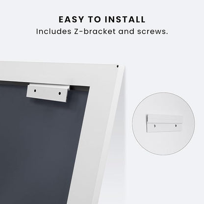 Amorho Bathroom Mirror, 50X30 Inch White Thick Metal Framed Wall Mirrors for Over 2 Sinks, Bedroom, Living Room, Entryway, Large Rectangle Wall-Mounted Mirrors.