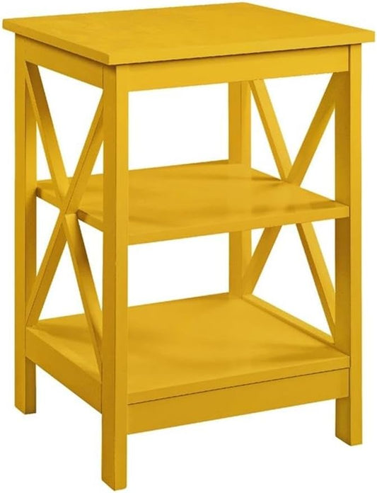 Convenience Concepts Oxford End Table 15.75" - Modern Living Room Table with Storage Shelves, Transitional Nightstand Side Table for Home Decor and Display, Yellow