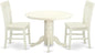 East West Furniture SHNO3-LWH-W 3 Piece Modern Dining Table Set Contains a Round Kitchen Table with Pedestal and 2 Dining Room Chairs, 42x42 Inch, Linen White