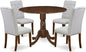 East West Furniture DLEL5-AWA-05 5 Piece Dinette Set for Small Spaces Includes a Round Kitchen Table with Dropleaf and 4 Parson Dining Chairs, 42x42 Inch, Antique Walnut