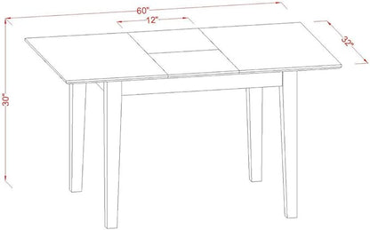 East West Furniture PSNO6C-MAH-W 6 Piece Kitchen Table & Chairs Set Contains a Rectangle Dining Room Table with Butterfly Leaf and 4 Dining Chairs with a Bench, 32x60 Inch, Mahogany