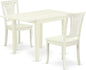 East West Furniture NDAV3-LWH-W 3 Piece Dining Set Contains a Rectangle Dining Room Table with Dropleaf and 2 Kitchen Chairs, 30x48 Inch, Linen White