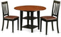 East West Furniture SUAN3-BCH-LC 3 Piece Dining Room Furniture Set Contains a Round Dining Table with Dropleaf & Shelves and 2 Faux Leather Upholstered Chairs, 42x42 Inch, Black & Cherry