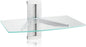 suptek Glass Floating Shelves, TV Wall Mount with Shelf for DVD Player / PS4 / Cable Boxes/Game Consoles/Sky Box/TV Accessories, Media Shelf, Flat Wall Mount Bracket, 1 Tier Shelf, Silver