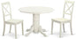 East West Furniture SHBO3-WHI-W 3 Piece Dinette Set for Small Spaces Contains a Round Dining Room Table with Pedestal and 2 Kitchen Dining Chairs, 42x42 Inch, Linen White