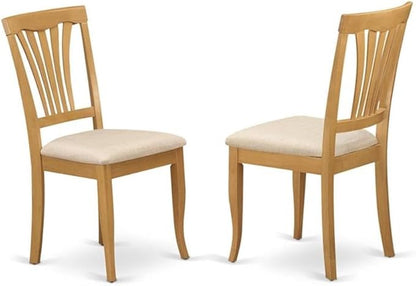 East West Furniture DMAV5-OAK-C 5 Piece Kitchen Table Set for 4 Includes a Round Dining Table with Dropleaf and 4 Linen Fabric Dining Room Chairs, 42x42 Inch, Oak
