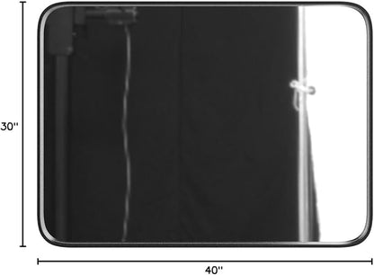 TokeShimi 40 x 30 Inch Wall Mirror for Bathroom Black Metal Frame Decorative Rectangular Wall Mounted Home Decor Corner Hangs Farmhouse Mirror (Horizontal/Vertical)