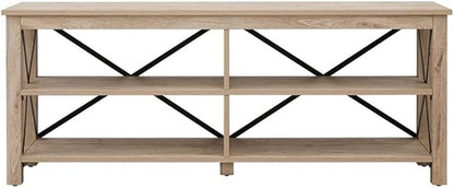Henn&Hart Rectangular TV Stand for TV's up to 70" in White Oak, Electric Fireplace TV Stands for the Living Room