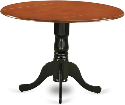 East West Furniture DLAV3-BCH-W 3 Piece Dining Room Furniture Set Contains a Round Kitchen Table with Dropleaf and 2 Dining Chairs, 42x42 Inch, Black & Cherry