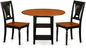 East West Furniture SUPL3-BCH-W 3 Piece Dining Set Contains a Round Dining Room Table with Dropleaf & Shelves and 2 Kitchen Chairs, 42x42 Inch, Black & Cherry