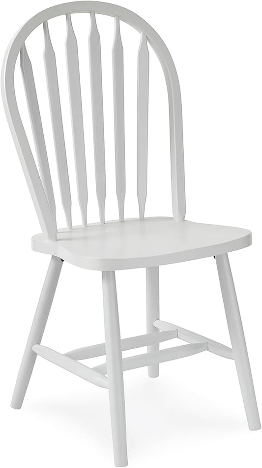 IC International Concepts Solid Wood Windsor ArrowBack Dining Chair with Plain Legs, White