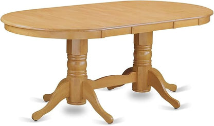 East West Furniture VAAB7-OAK-04 7 Piece Dinette Set Consist of an Oval Dining Room Table with Butterfly Leaf and 6 Light Tan Linen Fabric Upholstered Chairs, 40x76 Inch, Oak