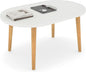 Oval Coffee Table Low Table with 4 Solid Wood Sturdy Legs, Floor Table Desk for Sitting on The Floor, Storage and Living Room Furniture (White)