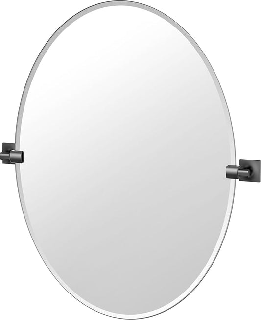 Gatco 5589MXLG Waterline Frameless Oval Mirror, 32 Inch, Matte Black