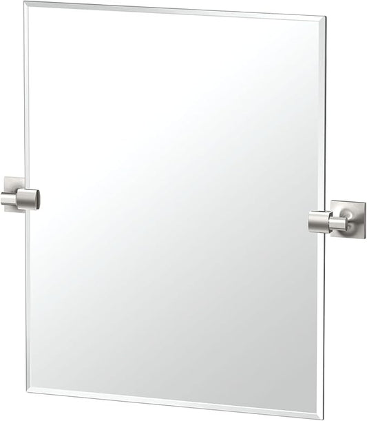 Gatco 5599SM Waterline Frameless Rectangle Mirror, 24 Inch, Satin Nickel