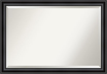 Amanti Art Black Bathroom Mirror for Over Sink, 28x40 Grand Black Narrow Rectangle Vanity Mirror, Large Casual Frame, Hangs Horizonally and Vertically, Bathroom Wall Decor, Beveled Edge