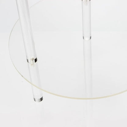 Acrylic Detachable End Table, Round Acrylic Coffee Table, 2 Tier Multifuntional Clear Nightstand End Table for Small Spaces, Detachable Beside Table for Living Room, Bedroom, Study Room, 12"