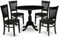 East West Furniture DMVA5-BLK-W 5 Piece Dinette Set for 4 Includes a Round Dining Room Table with Dropleaf and 4 Dining Chairs, 42x42 Inch, Black
