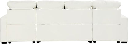 Ball & Cast 110.2" Oversized Versatile Sectional Sleep Sofa with Two USB Ports,U-Shape 4 Seat Pull-Out Couch w/Double Storage Chaise Lounges,for Living Room,Apartment,Office,Beige