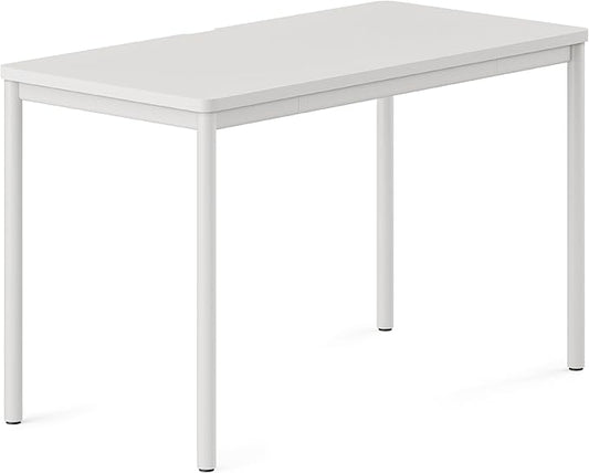 Branch Daily Desk - Functional at Home Office Desk with Effortless Assembly, Timeless Design, Rounded Corners, and Built-in Cable Notch - 48” W x 28.5” H x 24” D - White Work Table