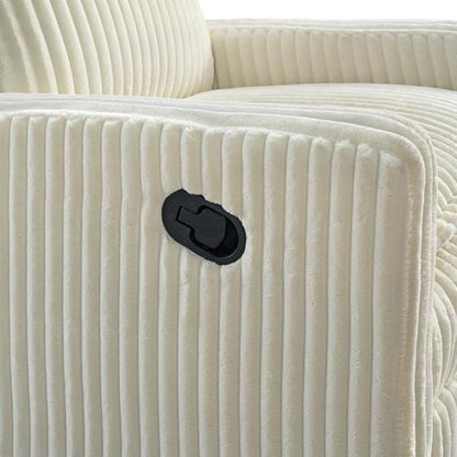 Oxford Baby Uptown Upholstered Swivel Glider and Recliner Nursery Chair - Corduroy, Pearl White