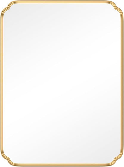 36 x 48 Inch Gold Bathroom Vanity Mirror for Wall with Non-Rusting Metal Frame Large Rounded Rectangle Mirror for Over Sink (Horizontal/Vertical)