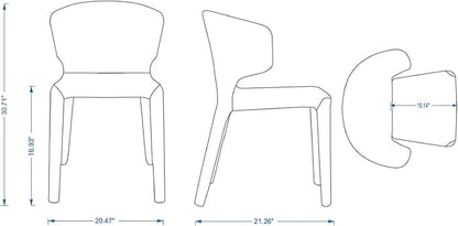 Manhattan Comfort Conrad Mid Century Modern Dining Chairs Woven Tweed Upholstered Kitchen Furniture with Contoured Back, Foam Padding & Metal Legs, Set of 4, Wheat