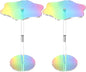 Rainbow Clear Side Table Small Acrylic End Tables 13.8 * 11.6 H: 21.3 Inch Modern Flower-Like Shape Drink Table for Small Spaces Sturdy Easy Assembly for Living Room Balcony Garden Office (2 Pack)