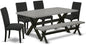 East West Furniture X697DR124-6 6 Piece Dining Set Contains a Rectangle Dining Room Table with X-Legs and 4 Black Color Linen Fabric Parson Chairs with a Bench, 40x72 Inch, Multi-Color