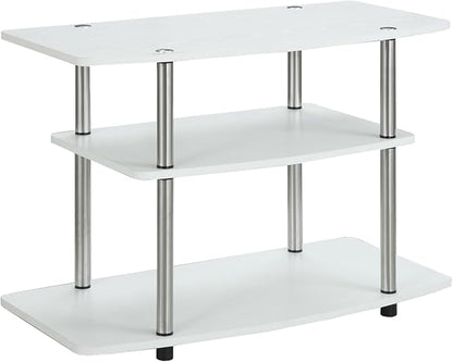 Convenience Concepts Designs2Go No Tools 3-Tier Stand Entertainment Center 37 Inches, Modern TV Console with Shelves for Living Room, 31.5", White