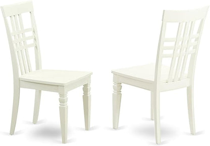 East West Furniture ANLG5-LWH-W 5 Piece Dining Table Set for 4 Includes a Round Kitchen Table with Pedestal and 4 Kitchen Dining Chairs, 36x36 Inch, Linen White