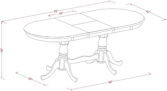 East West Furniture PLKE7-BCH-LC 7 Piece Dining Table Set Consist of an Oval Dinner Table with Butterfly Leaf and 6 Faux Leather Dining Room Chairs, 42x78 Inch, Black & Cherry