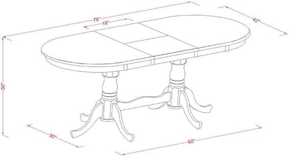 East West Furniture PLKE7-BCH-LC 7 Piece Dining Table Set Consist of an Oval Dinner Table with Butterfly Leaf and 6 Faux Leather Dining Room Chairs, 42x78 Inch, Black & Cherry